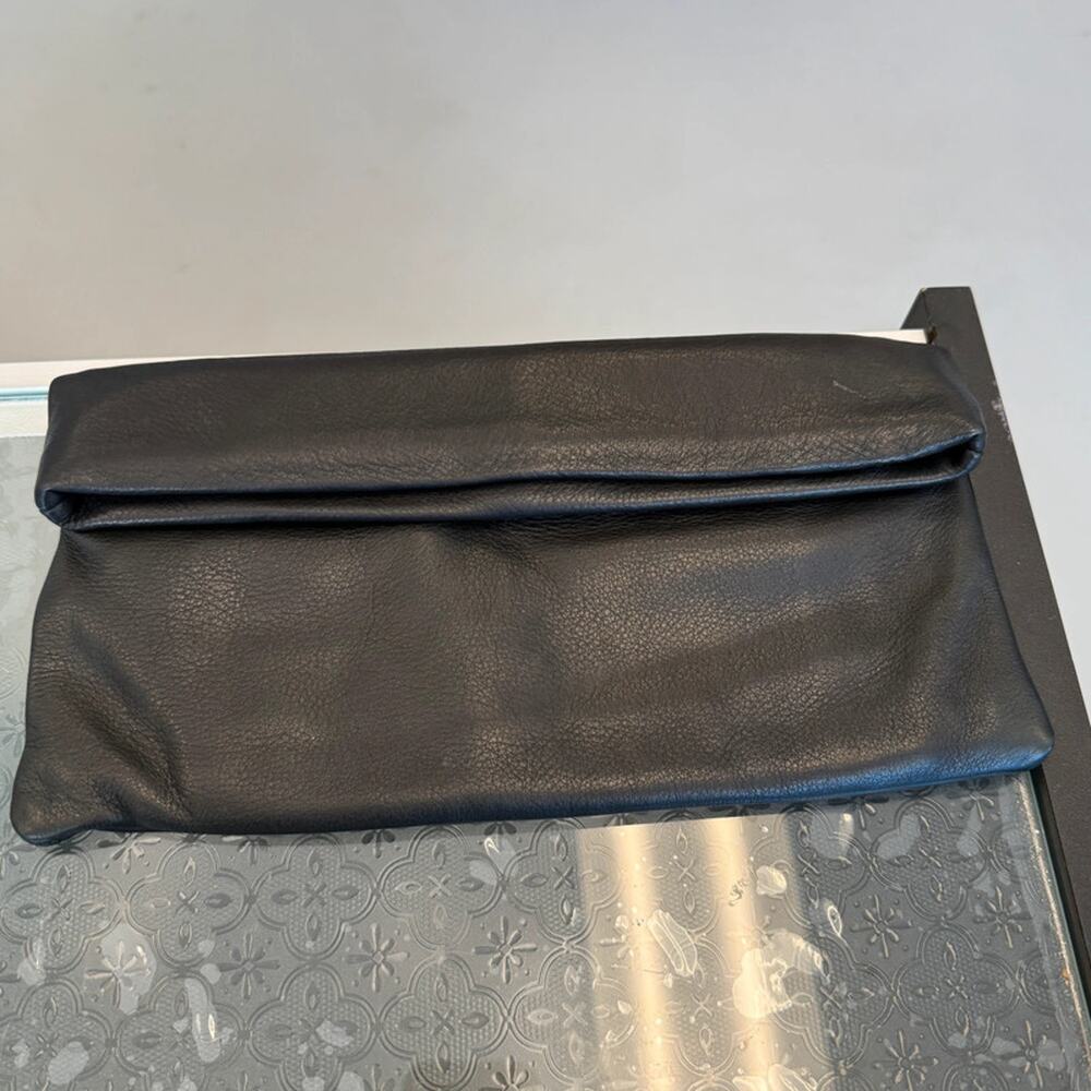 India Hicks Black Leather Clutch